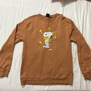 Hugo Boss Tan Snoopy Cozy Oversized Crewneck Sweater - 100% Cotton